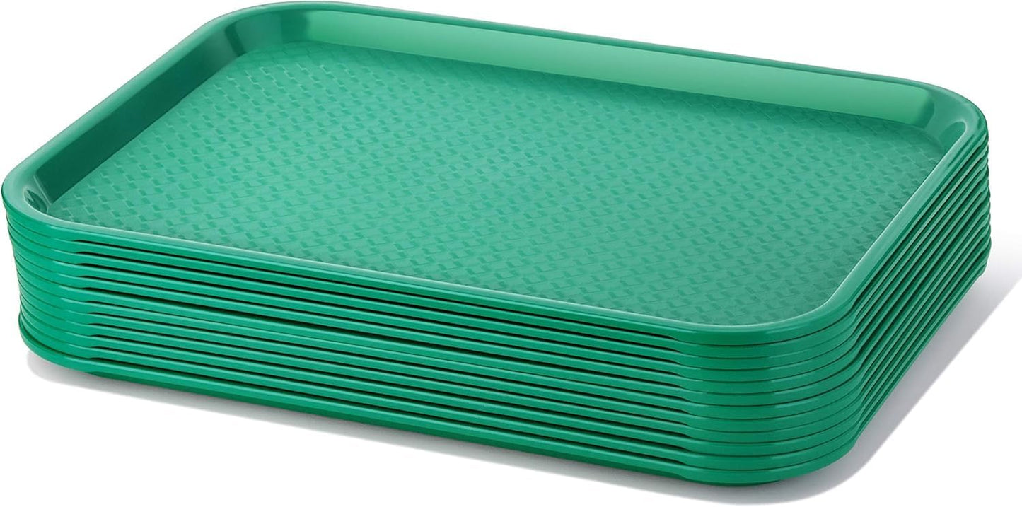 Fast Food Tray Set of 12 in Green, Perfect for Casual Dining