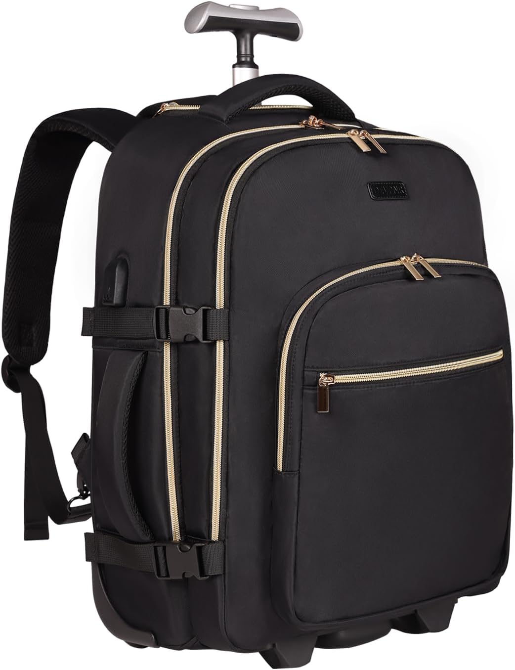 Stylish Rolling Backpack for Women with 17Inch Laptop Compartment