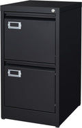 2 Drawer File Cabinet with Lock Metal Vertical Filing Storage - Narrow