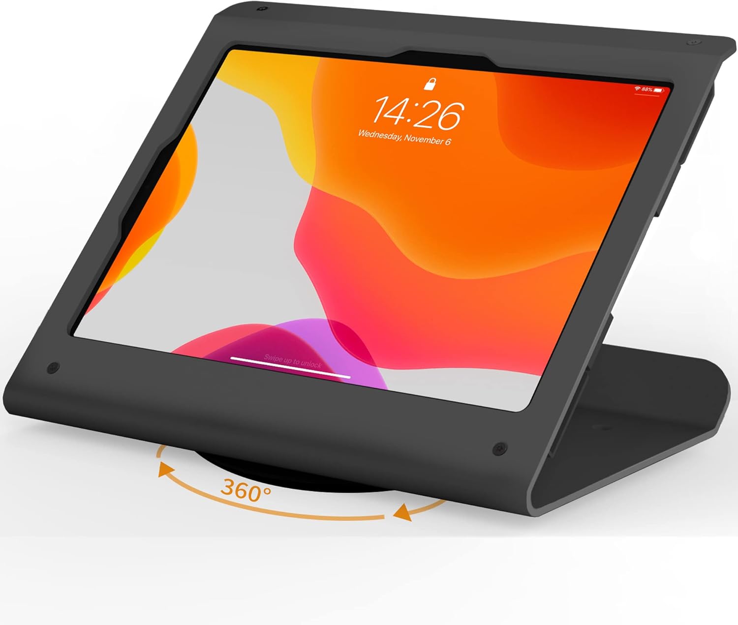 Tablet POS Stand - Heavy Duty Steel Kiosk with 360 Swivel Base