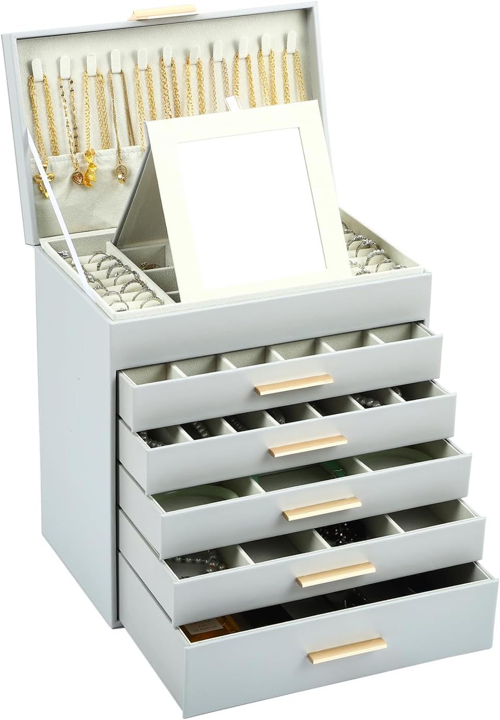 6 Layer Jewelry Organizer with Necklace Hanger for Women