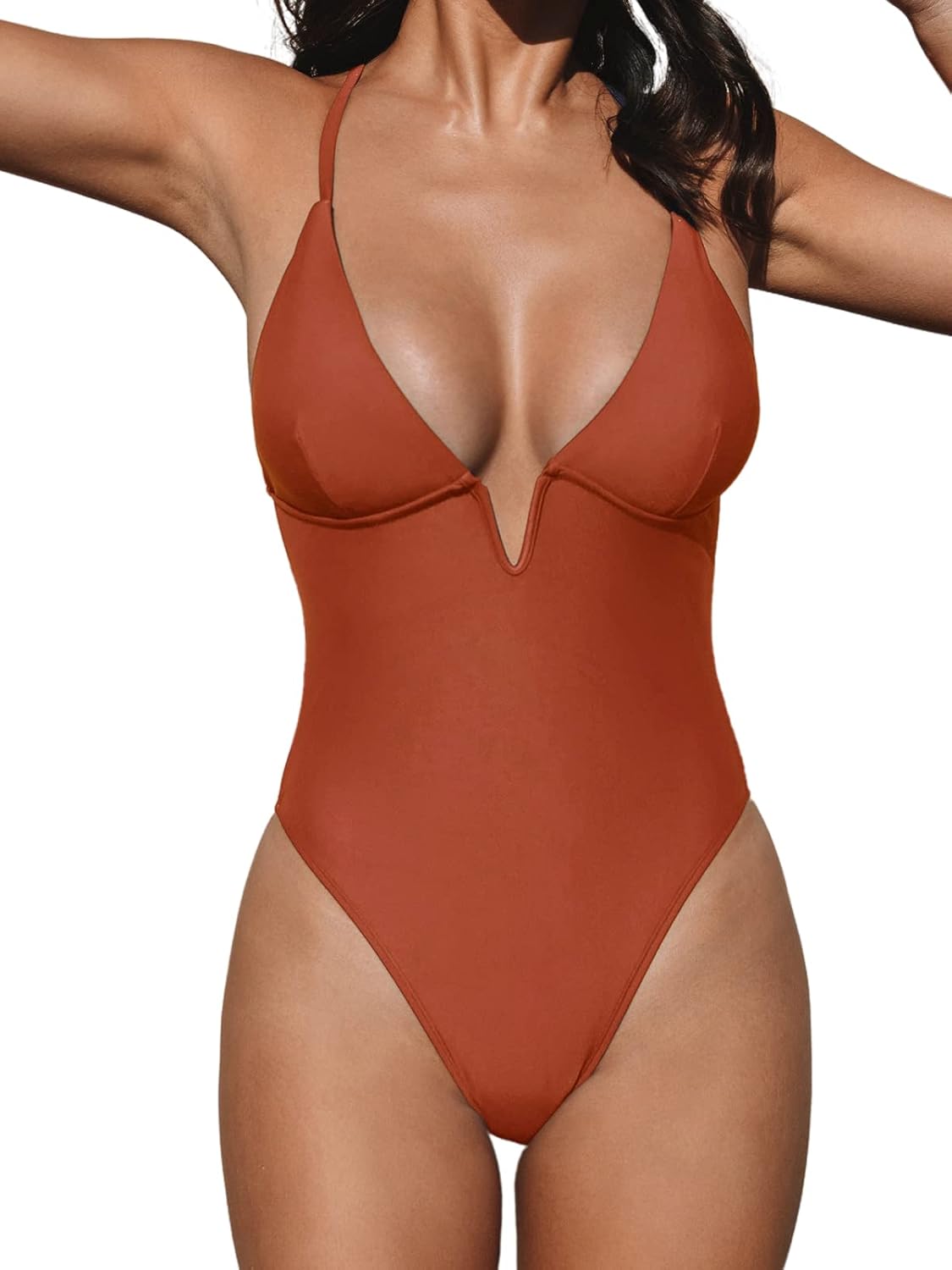CUPSHE Women One Piece Swimsuit with Deep V Neck Design