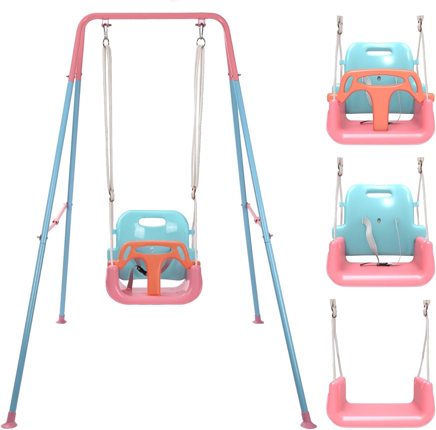 3-in-1 Toddler Swing Set for All Ages! (Pink)