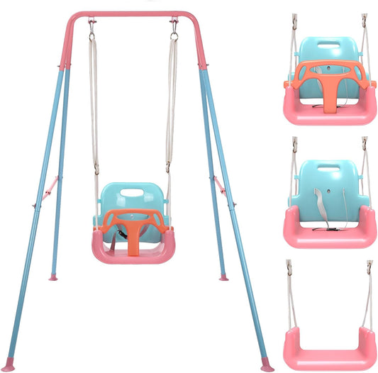 3-in-1 Toddler Swing Set for All Ages! (Pink)