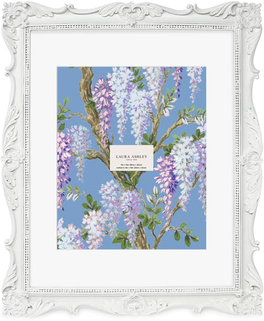 Laura Ashley 11x14 White Ornate Textured Picture Frame for Home