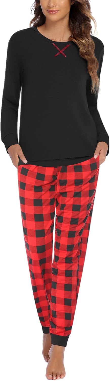 Ekouaer Pajamas for Women Comfy Long Sleeve Jogger Set Pjs
