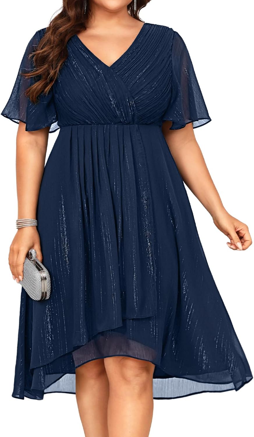 Plus Size Cocktail Dress for Curvy Women - Elegant Midi Style