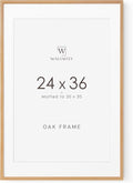 24x36 Poster Frame Solid Oak with Mat - Natural Wood Display