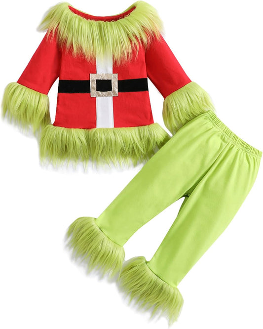 Cozy Green Monster Romper for Baby's 1st Christmas