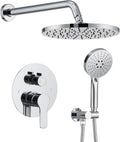Iriber Shower System Wall Mounted Mixer Set with 10in Rain Head - High