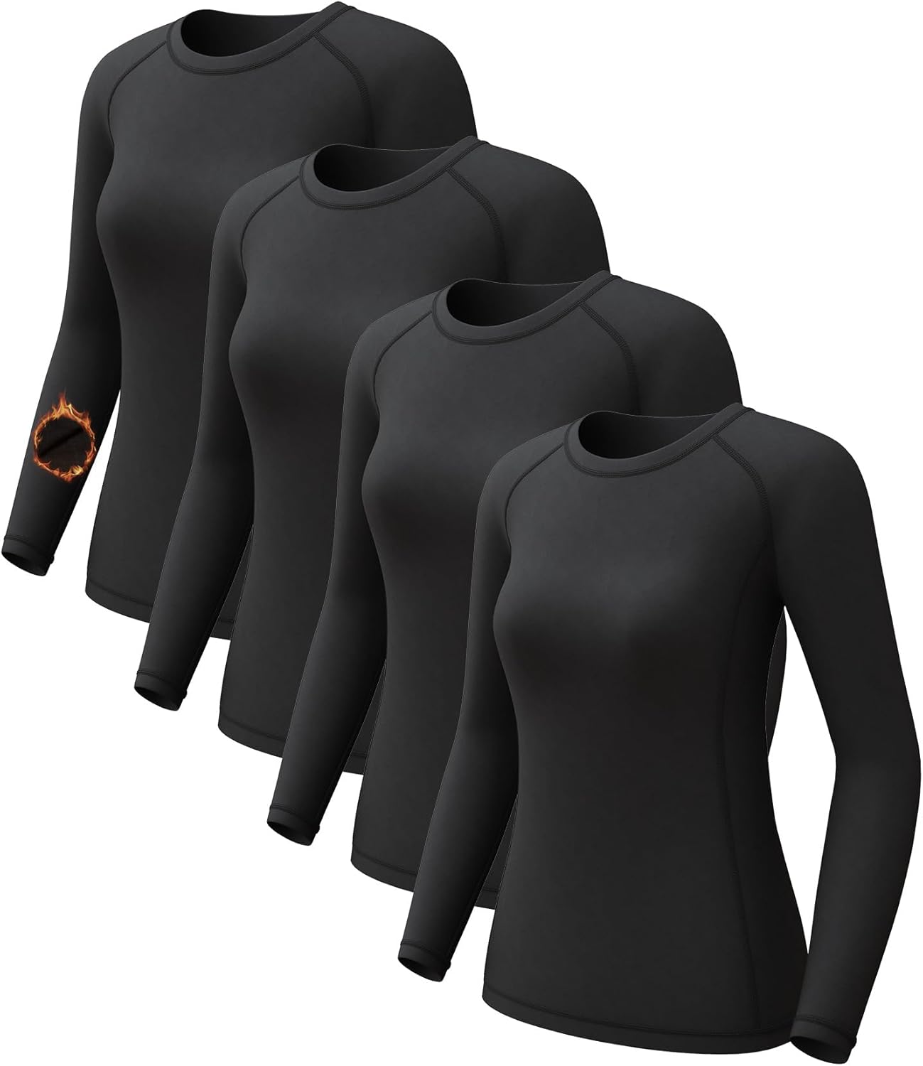4 Pack Women's Long Sleeve Compression Shirts for Active Lifestyle