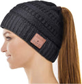 Womens Bluetooth Beanie Ponytail Hat - Music and Warmth