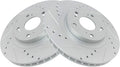 TRQ G-Coated Cross Drilled & Slotted Front Brake Rotors Set - Direct