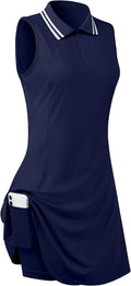 Womens Sleeveless Golf Tennis Dress with Inner Shorts - Comfortable on