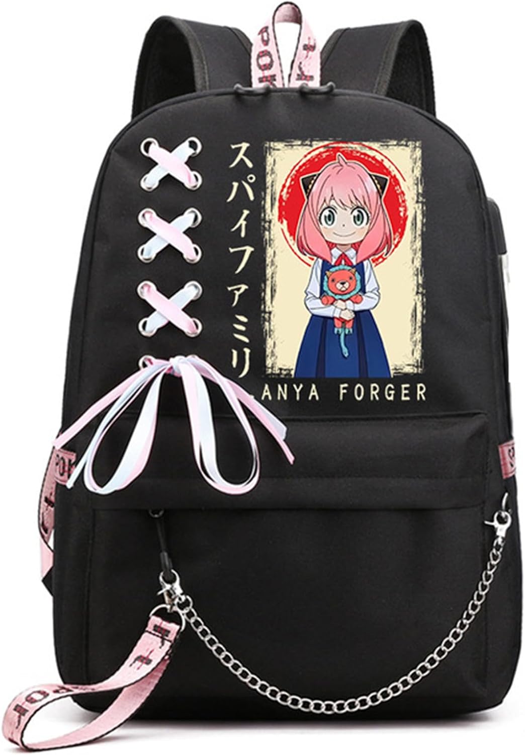 ISaikoy Anime Anya Forger Backpack with USB Port for School