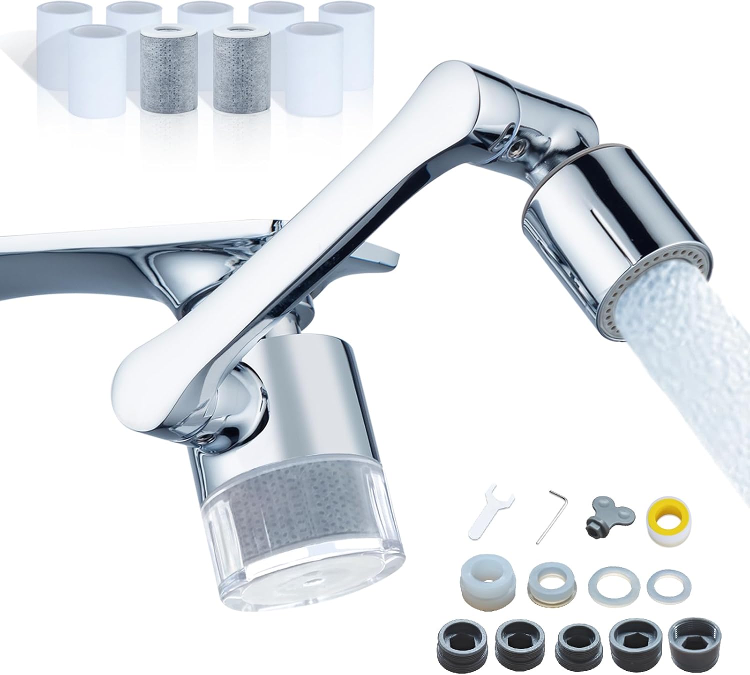 ATQ Water Filter Faucet Extender with 1080 Rotating Spray Modes
