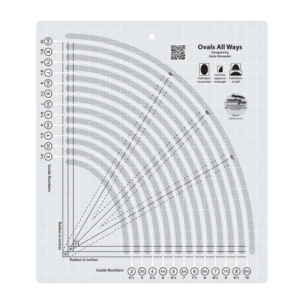 Creative Grids Ovals All Ways Quilting Ruler for Precision Cutting