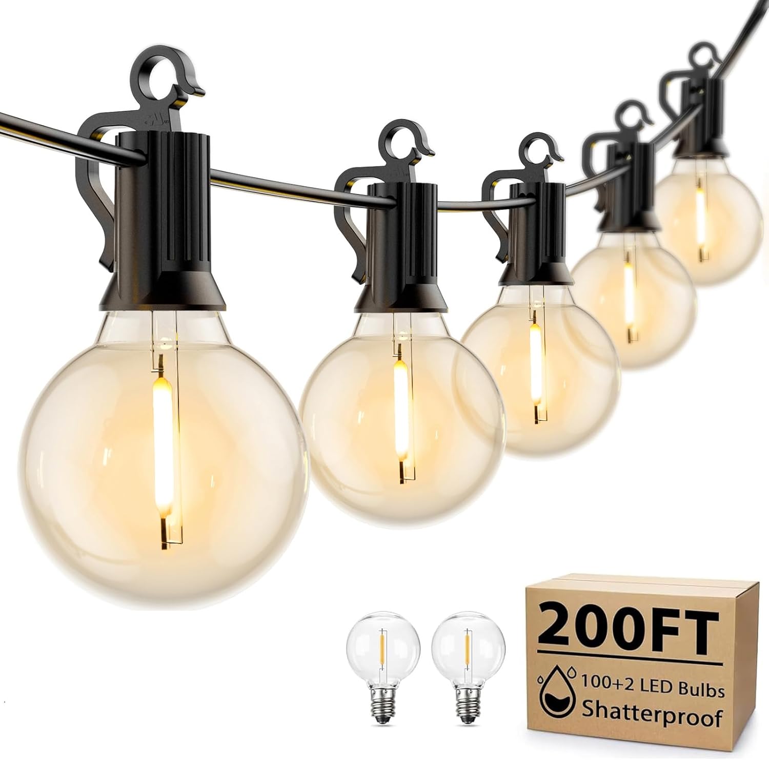 Brightown 200 FT Outdoor String Lights with Shatterproof Bulbs