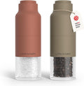 Salt and Pepper Grinder Set Red and Brown - Stainless Steel Manual