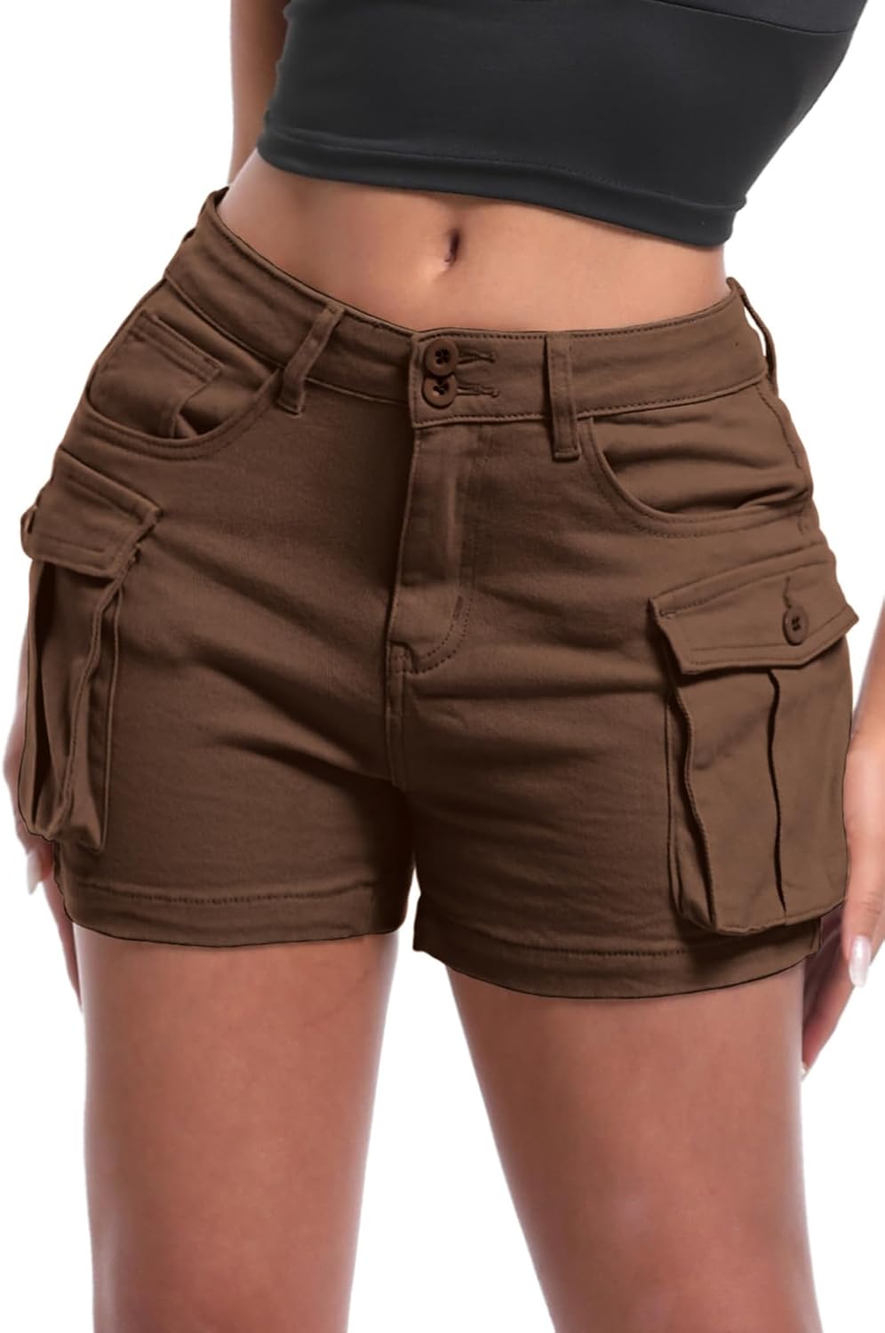 ELLEVEN Women's High-Stretch Cargo Shorts for Y2K Style Lovers