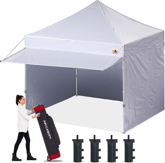 ABCCANOPY 10x10 Pop-Up Tent with Awning & Sidewalls - White