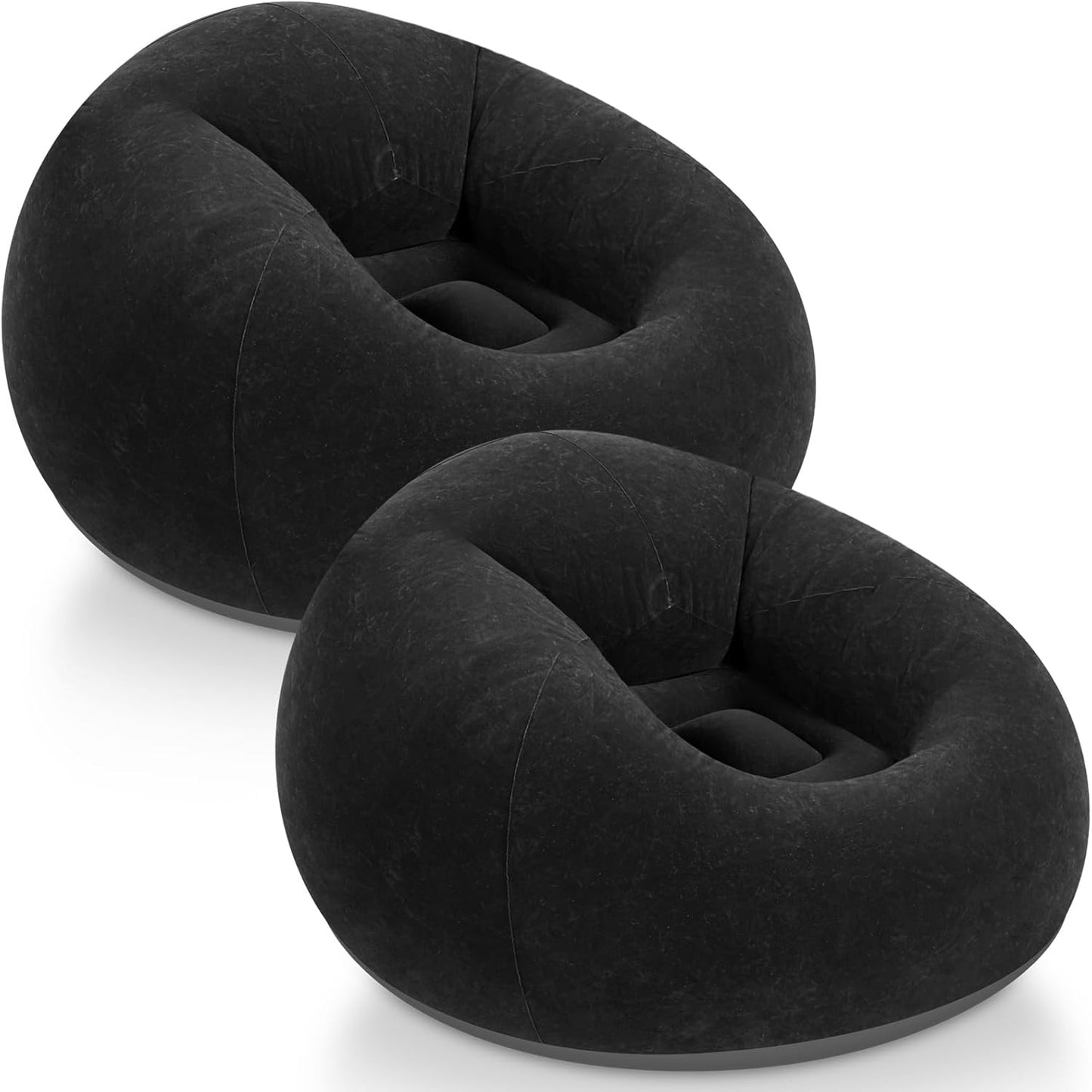Portable Foldable Black Inflatable Chairs x2 - Cozy Relaxation!