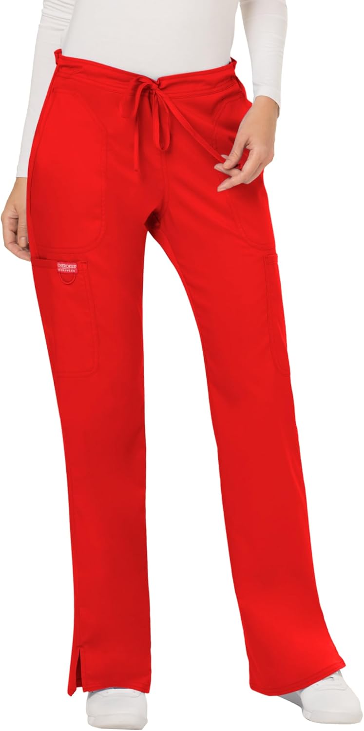 Cherokee Scrubs for Women Mid Rise Flare Drawstring Pants