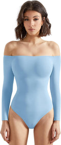 Chic Women's Off the Shoulder Long Sleeve Bodysuit by SUUKSESS