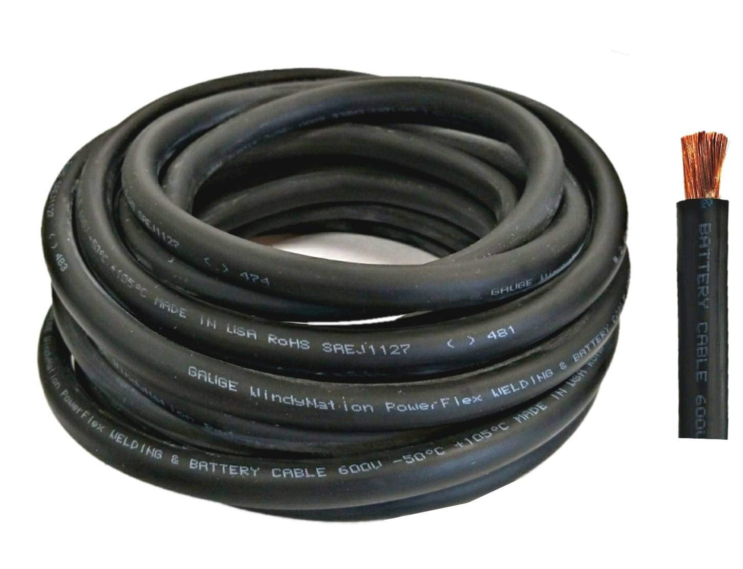 WNI 4/0 Gauge 10 Feet Ultra Flexible Welding Battery Cable