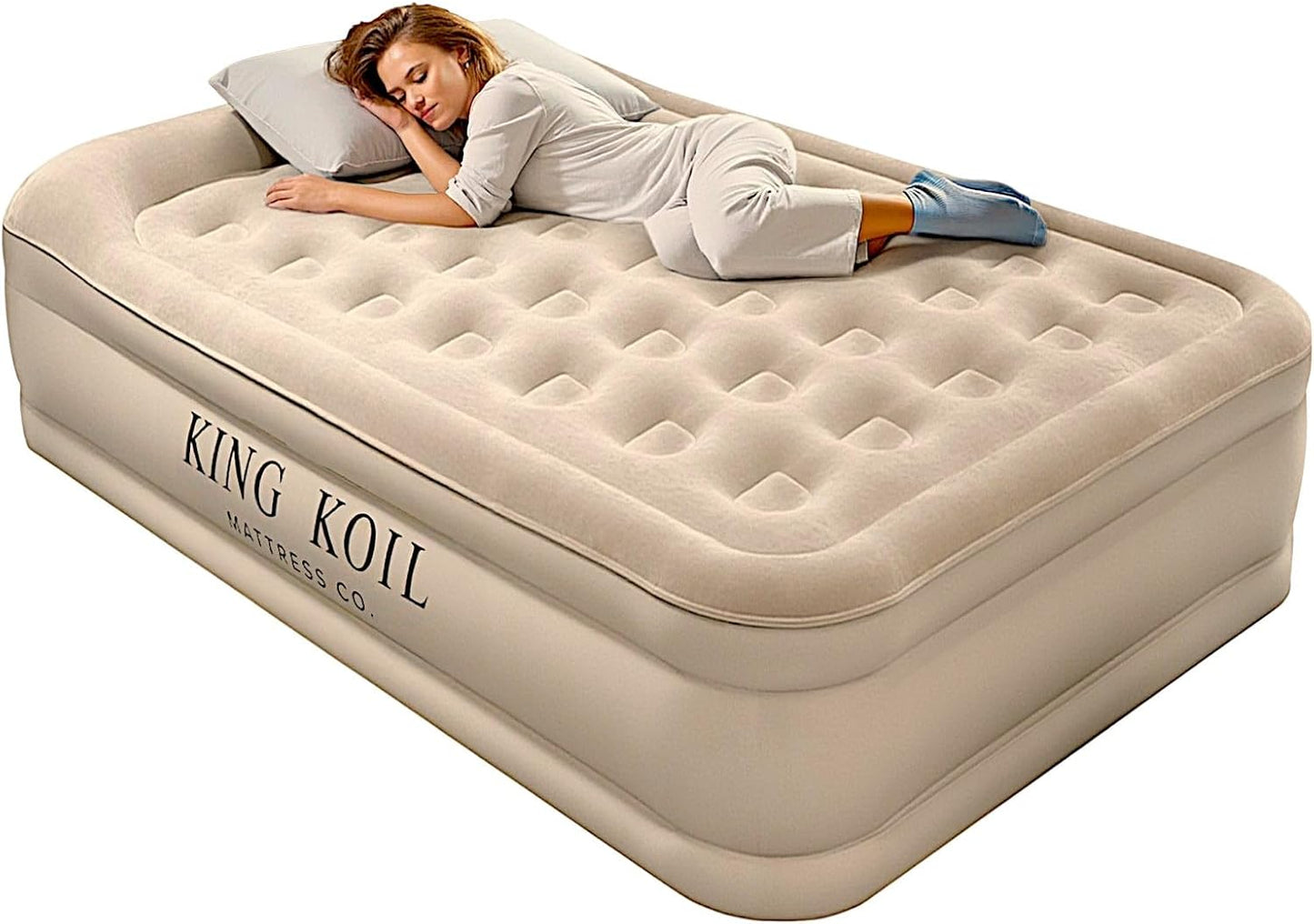 King Koil Luxury Air Mattress 16in Full Size with Built-in Pump