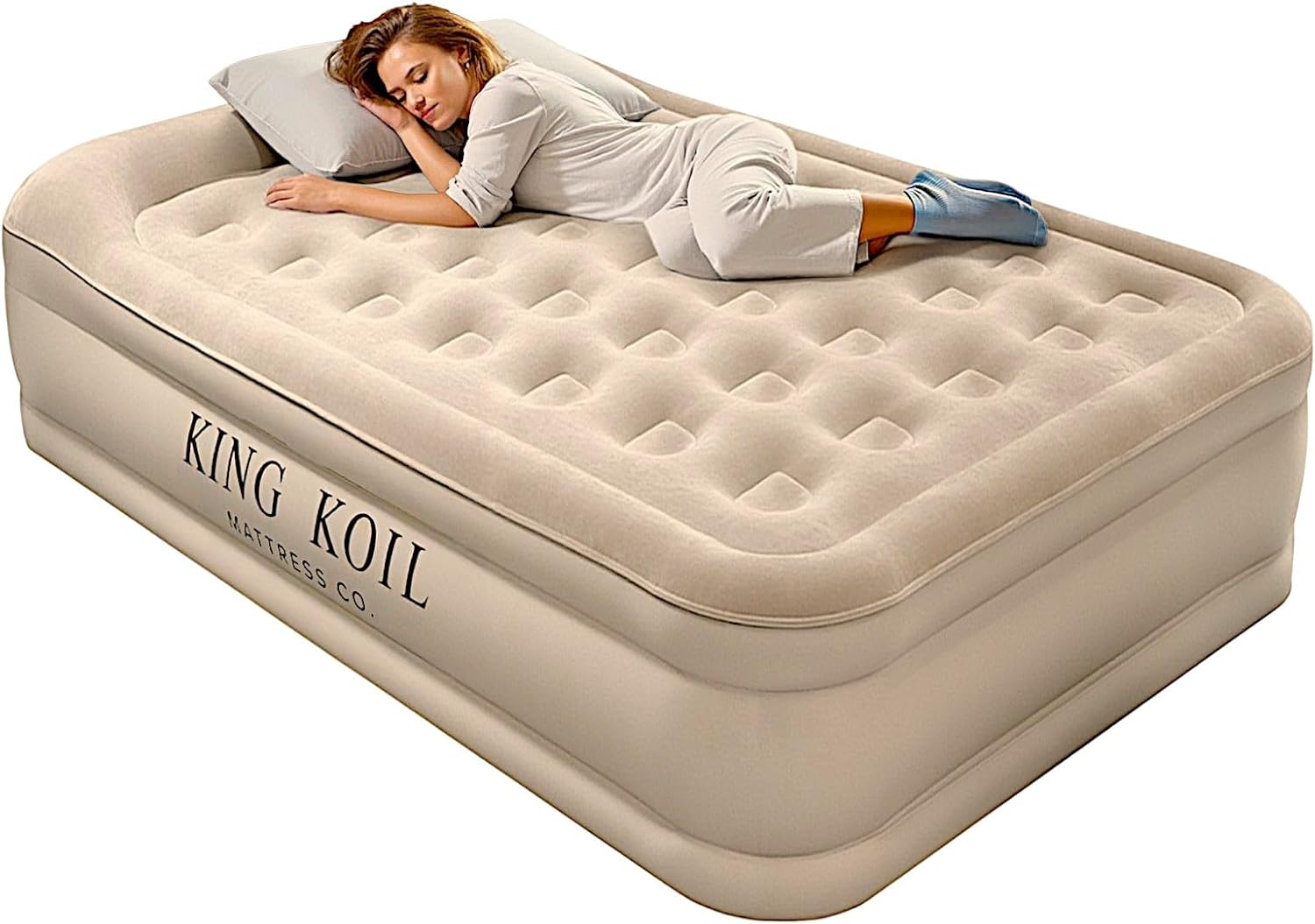 King Koil Luxury Air Mattress 16in Full Size with Built-in Pump