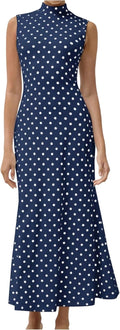 Women's Elegant Polka Dots Maxi Tank Dress by Milumia Collection