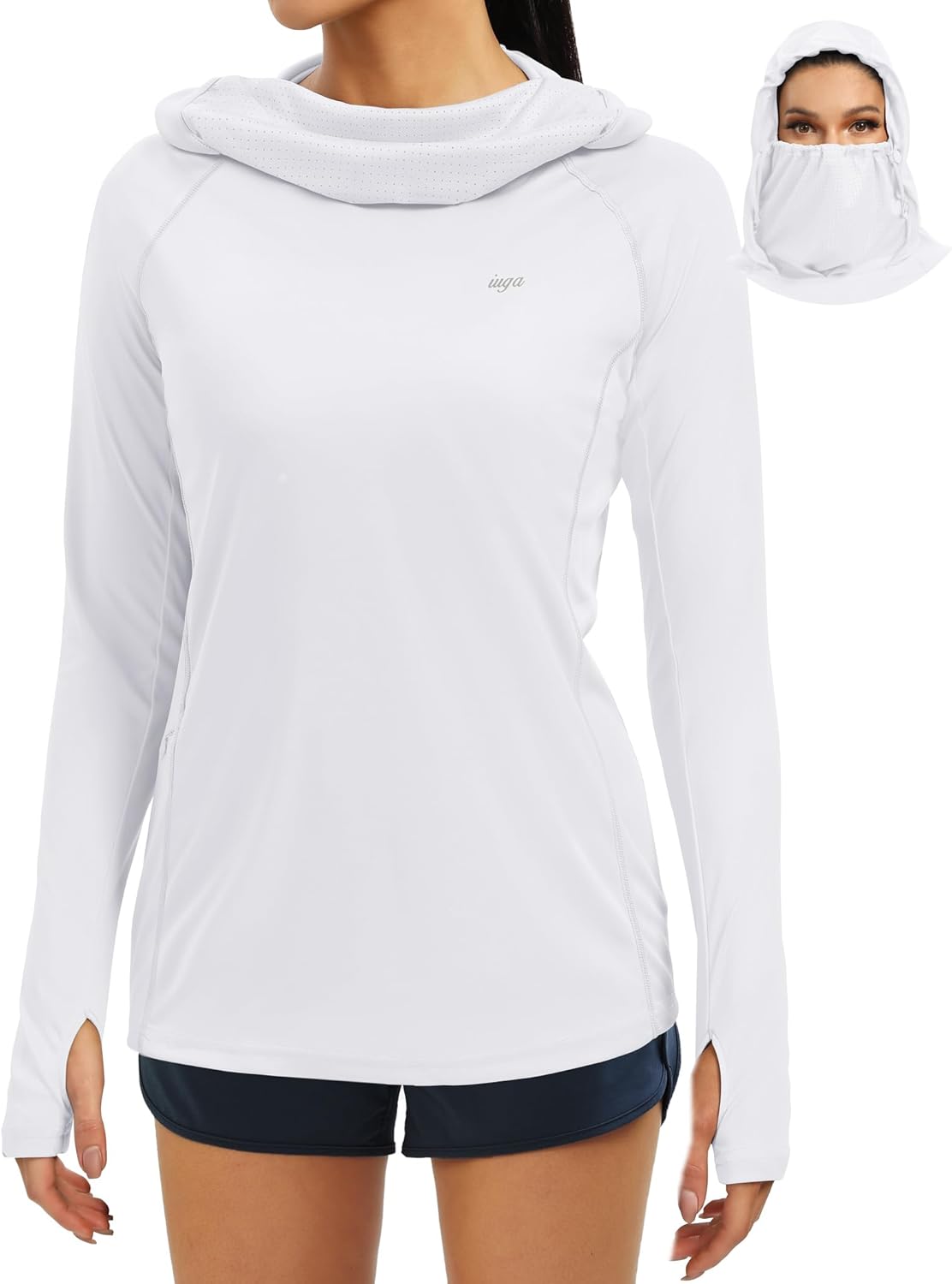 IUGA Women's SPF Hoodie UPF 50+ Face Cover
