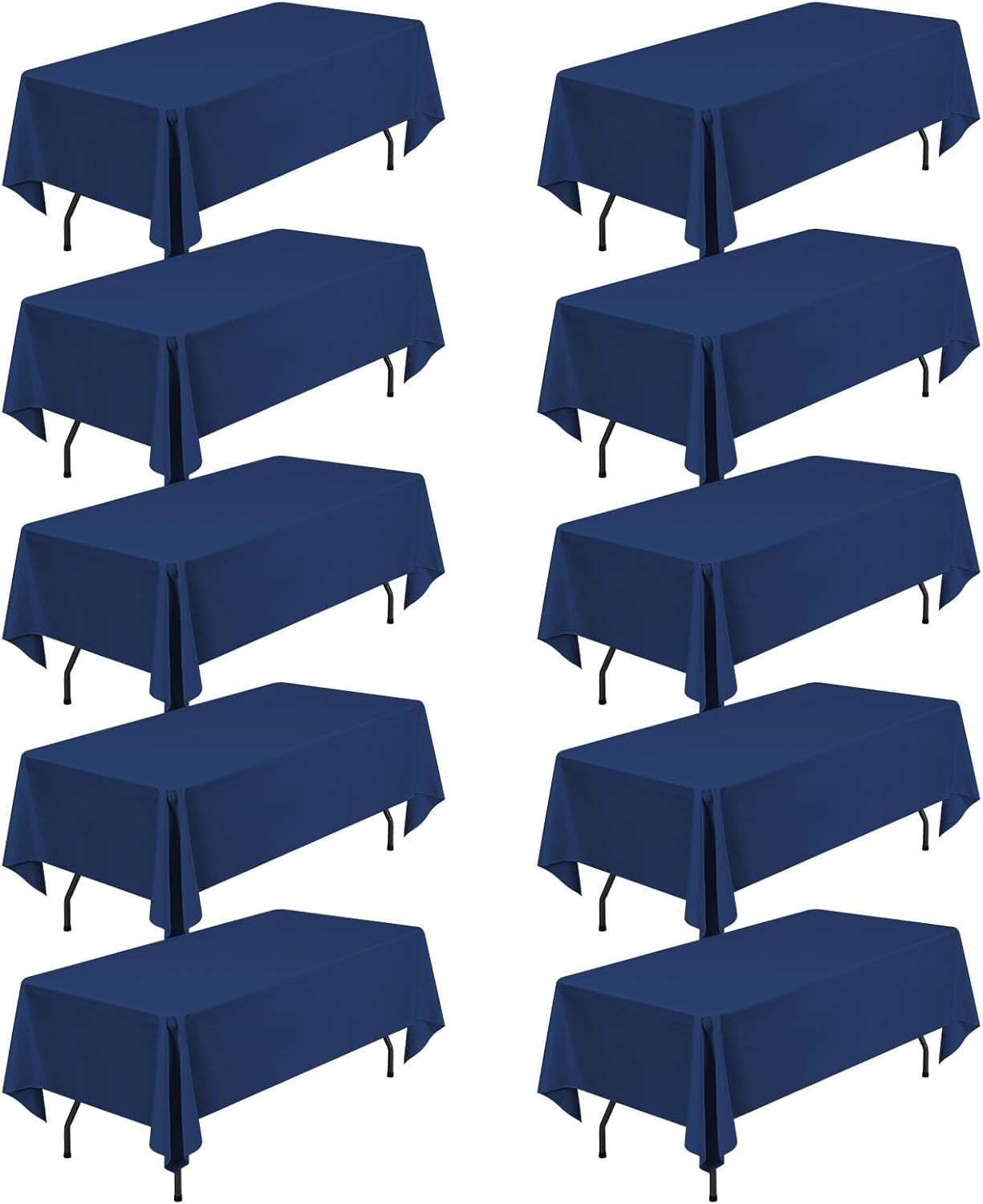 10 Pack Navy Blue Tablecloths for 8ft Rectangle Tables
