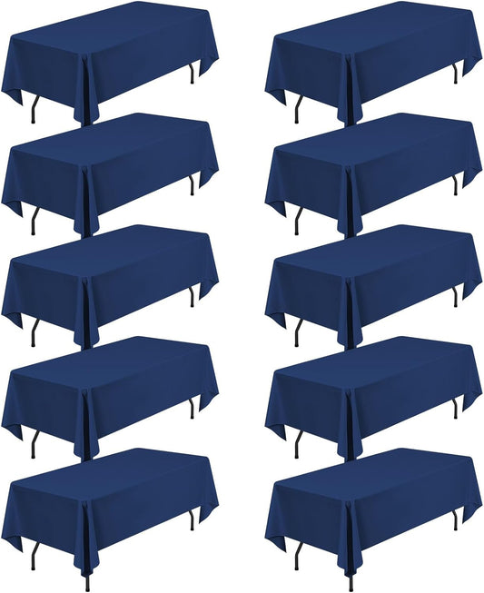 10 Pack Navy Blue Tablecloths for 8ft Rectangle Tables