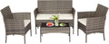 4-Piece Patio Furniture Set Gray & Khakhi - Compact Conversation Set