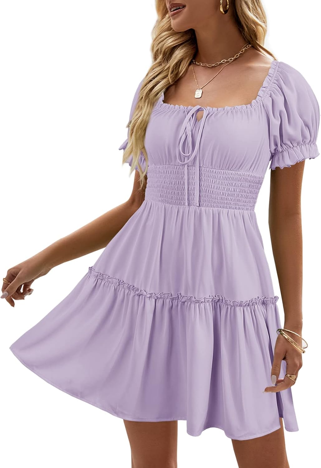 Heysolo Womens Boho Floral Mini Dress for Summer Fun