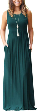 Women's Damask Print Maxi Dress with Pockets - Casual Comfort