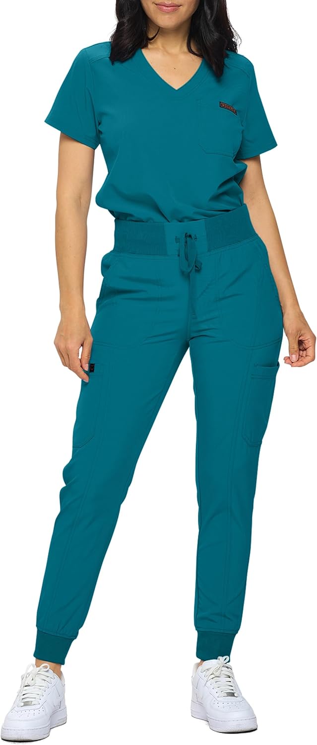 Slim Fit Stretchy Scrubs Jogger Set for Women - Comfort & Style