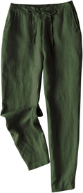 IXIMO Women's Tapered Linen Pants - Comfortable Ankle Length Fit