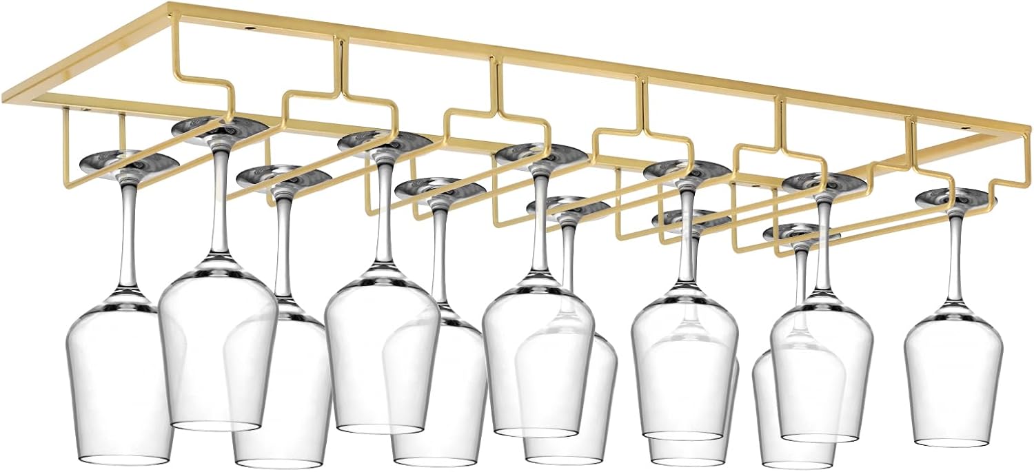 Xverycan Wine Glass Rack Under Cabinet for Stylish Storage