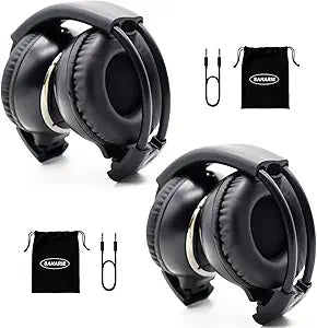 SAHARIE Infrared Headphones for Car DVD - 2 Pack Wireless Set