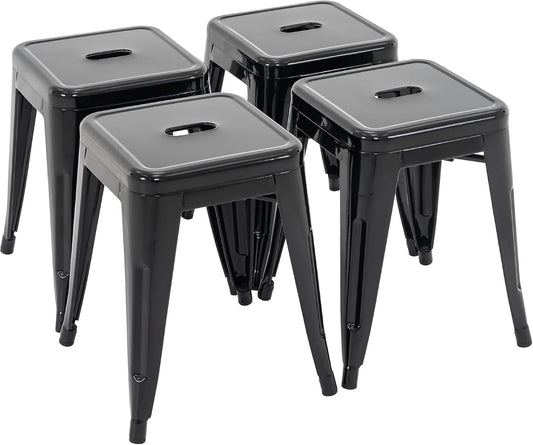 Brage Living 18 Inch Industrial Metal Stools Set of 4 for Dining