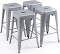 24 in High Bar Stools Backless Metal - Stackable Indoor-Outdoor Set