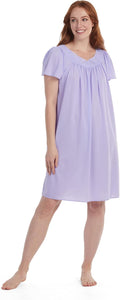 Cozy flutter sleeve tricot nightgown for women by Miss Elaine