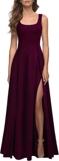Women's Square Neck Split Cocktail Maxi Dress - Sleek Formal Fit