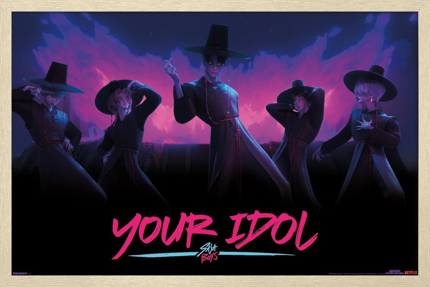 Netflix KPop Demon Hunters Saja Boys Dance Wall Poster Framed