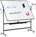 Magnetic Mobile Whiteboard 48in x 36in - Rolling Double Sided Dry