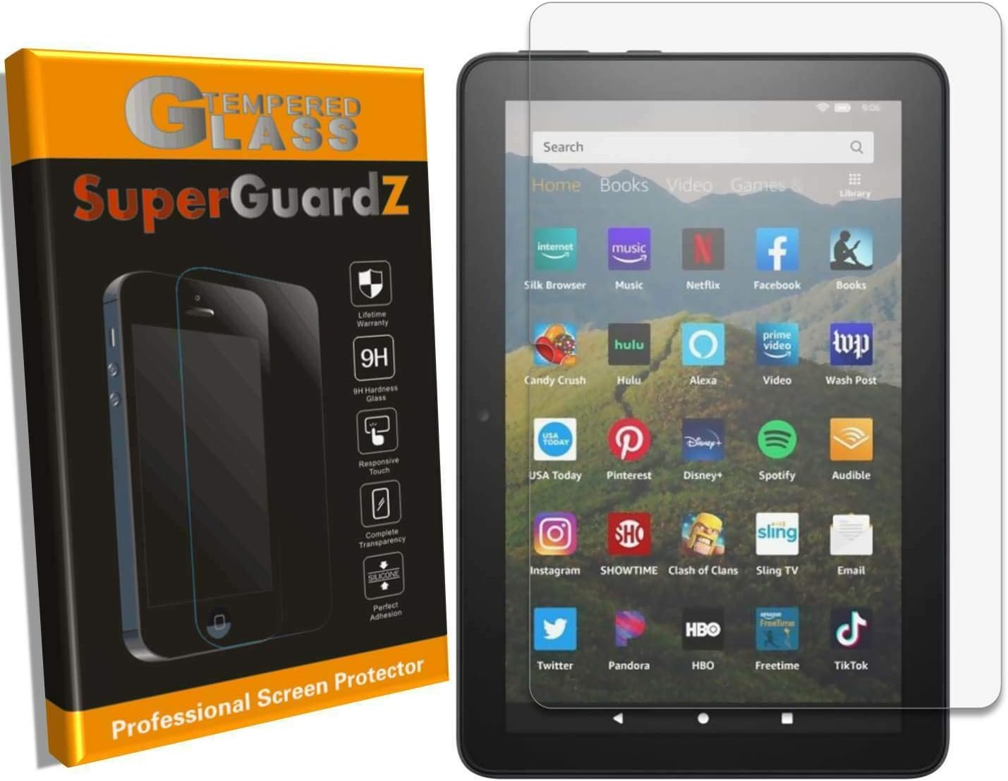 Tempered Glass Screen Protector for Fire HD 8 and Kids Devices