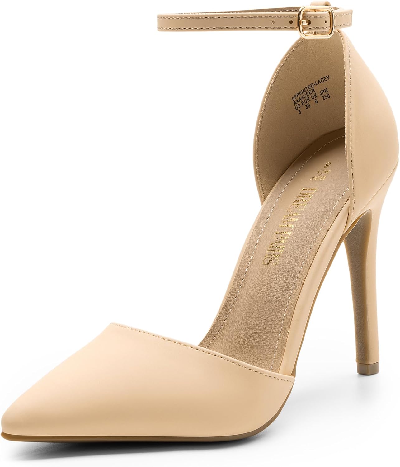 DREAM PAIRS Women's Pointed Toe Ankle Strap High Heel Pumps